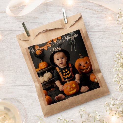 Personalized Photo Pumpkin Patch Baby First Hall Favor Bag