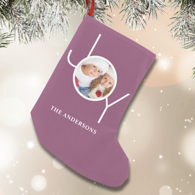 Personalized Photo Purple Christmas Small Christmas Stocking (Creator Uploaded)