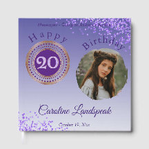Personalized Photo Purple Glitter, 20th Birthday