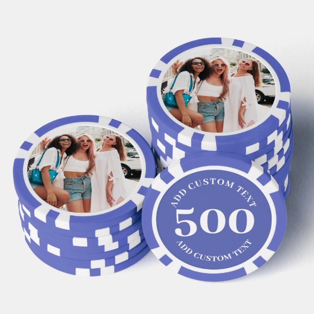 Personalized Photo Purple Numbered 500 Value Game Poker Chips (Stack)