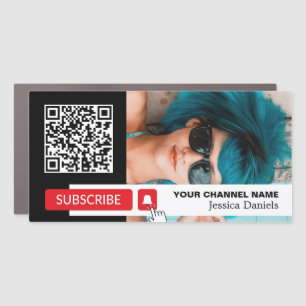 Personalized Photo & QR Code, Youtube - Vlogger Car Magnet