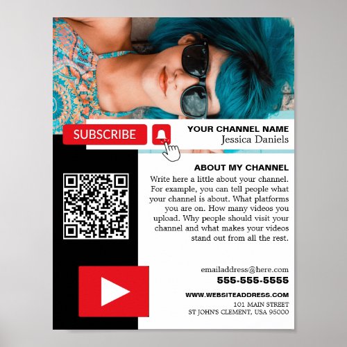Personalized Photo  QR Code Youtube _ Vlogger Poster
