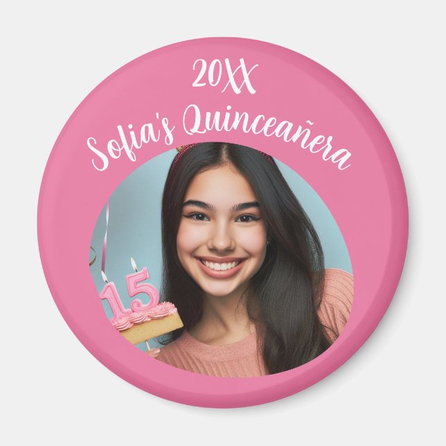 Personalized Photo Quinceañera Birthday Keepsake Magnet (Front)