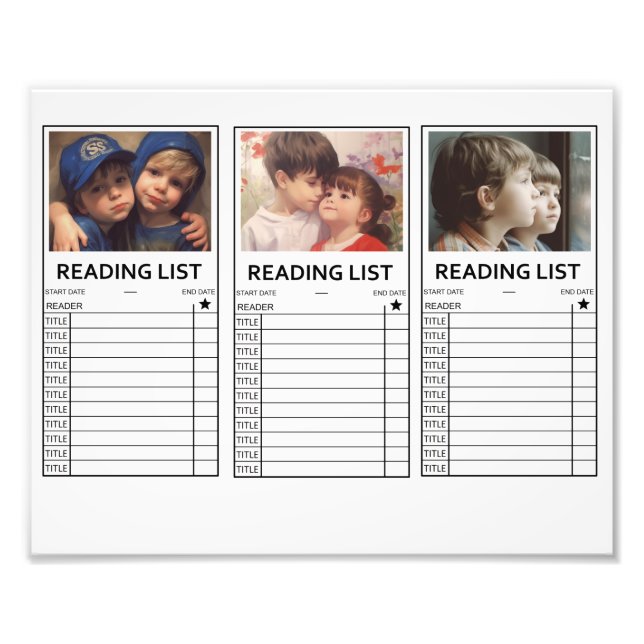 Personalized Photo Reading List Bookmark Print (Front)