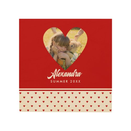 Personalized Photo Red Heart Frame Modern Birthday Wood Wall Art