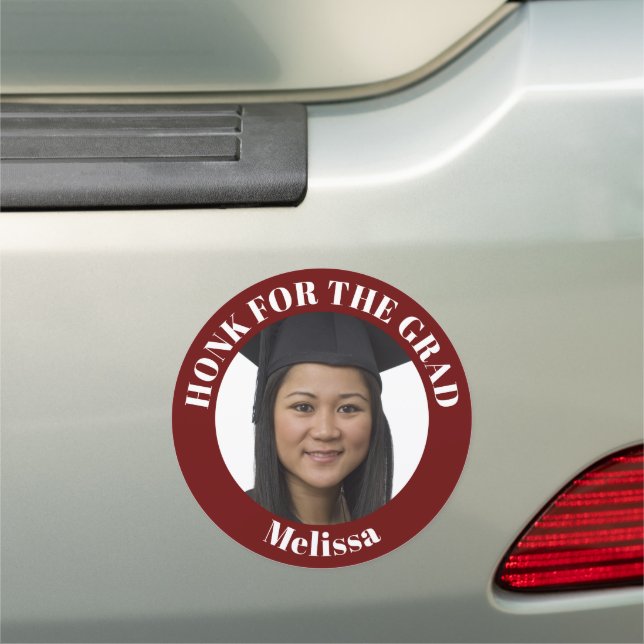 Personalized Photo Red School Graduation Car Magnet (In Situ)