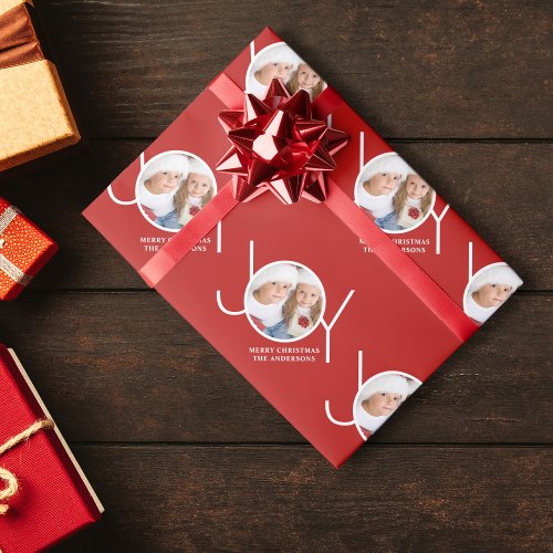 Personalized Photo Red Wrapping Paper