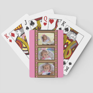 Personalized Photo Retro Film Strip Pink Poker Cards
