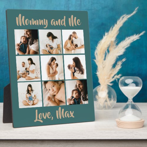 Personalized Photo Retro Green Beige Mommy and Me Plaque