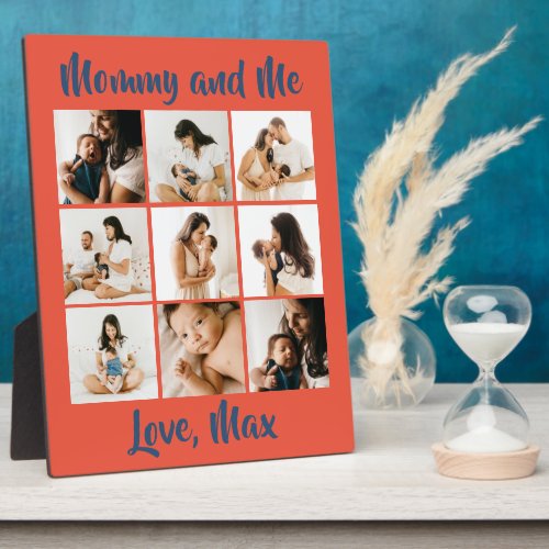 Personalized Photo Retro Orange Blue Mommy and Me Plaque