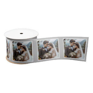 Personalized Photo Ribbon White Silver Wedding