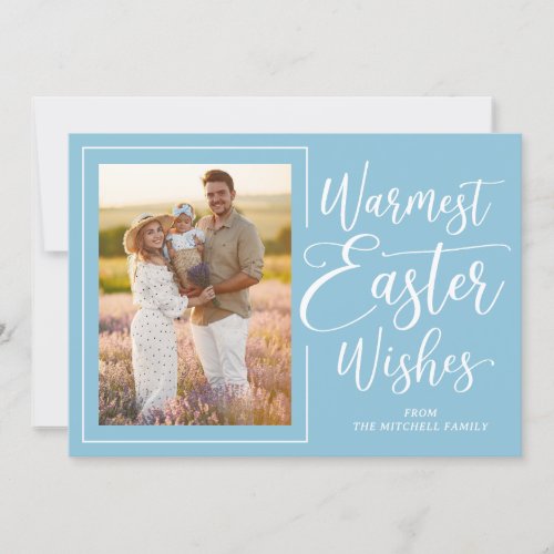 Personalized Photo Robin Egg Blue Happy Easter Holiday Card