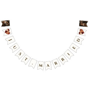 Personalized Photo Rustic Fall Floral Wedding  Bunting Flags