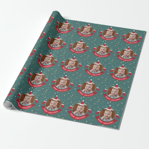 Personalized Photo Santa Hat Christmas Holiday Wrapping Paper | Zazzle