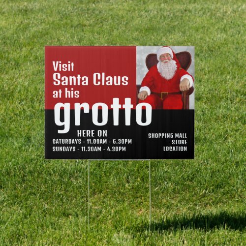 Personalized Photo Santa Visitor Hours Grotto Sign