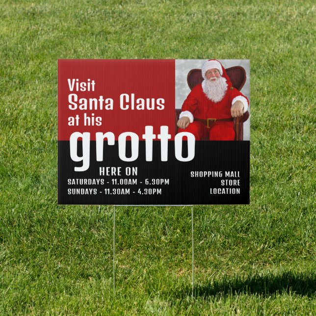 Personalized Photo Santa Visitor Hours Grotto Sign (Insitu)