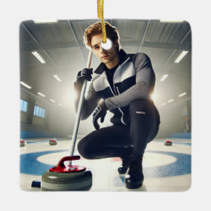 Personalized Photo Santa's Favorite Curler Ceramic Ornament