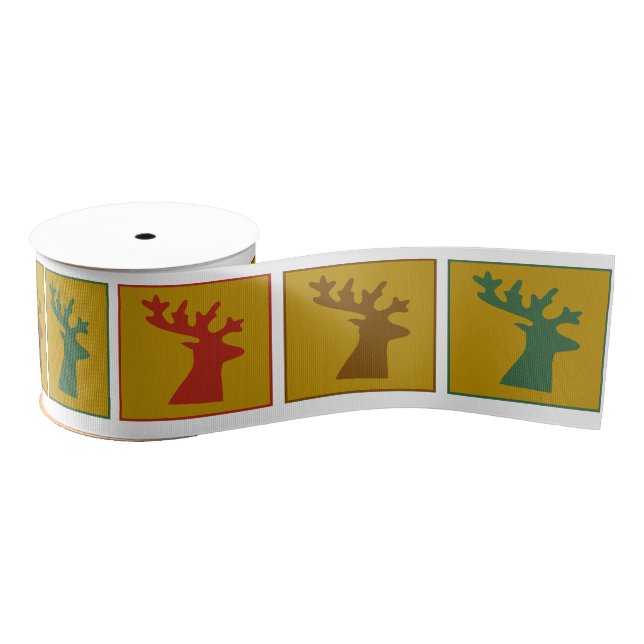 Personalized Photo Santa's Reindeers, Christmas Grosgrain Ribbon (Spool)