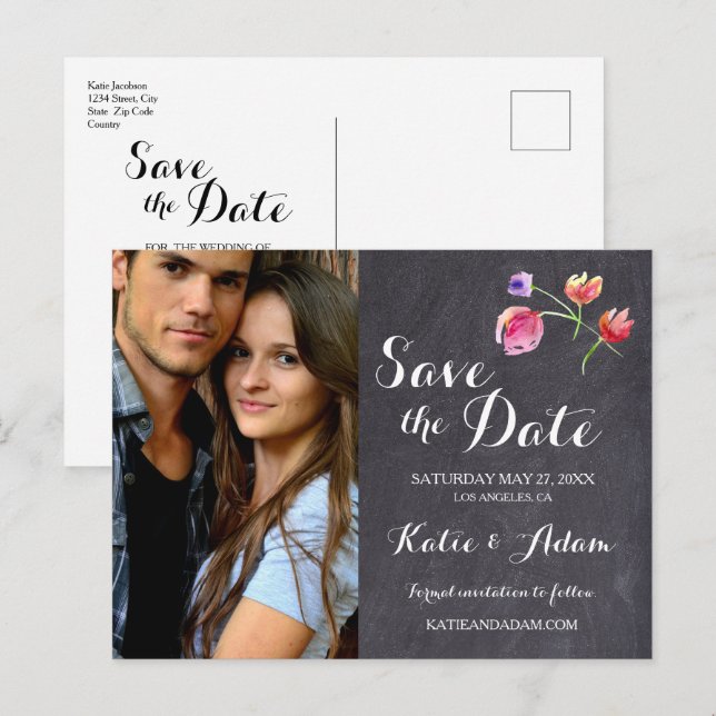 Personalized, Photo Save the date, Rustic Announcement Postcard (Front/Back)