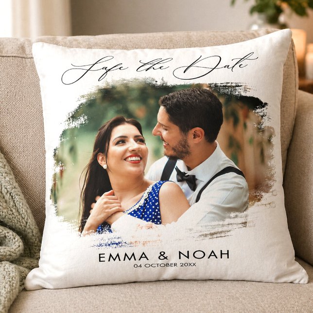 Personalized Photo Save the Date Wedding Keepsake  Throw Pillow (Personalized Photo Save the Date Wedding Keepsake Throw Pillow, Custom Cushion)