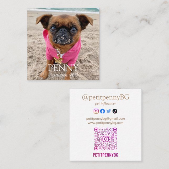 Personalized Photo Scannable QR Code Square Business Card (Front/Back)