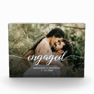 Personalized Photo Script Engagement Party  Acrylic Award