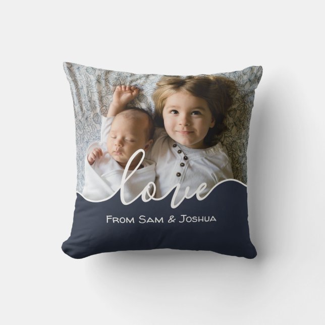 Personalized Photo Script Love Mothers Day Pillow (Front)