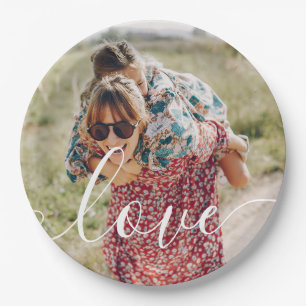 Personalized Photo Script Love Paper Plates
