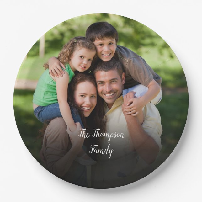Personalized Photo Script Name Paper Plates (Front)
