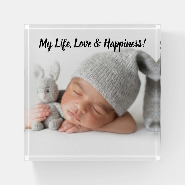 Personalized Photo Script Paperweight (Front)