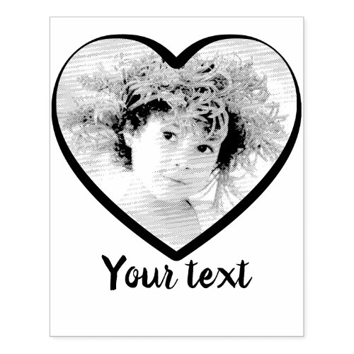 Personalized photo script text heart rubber stamp