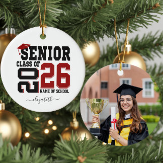Personalized Photo Senior Year Graduation Ceramic Ornament