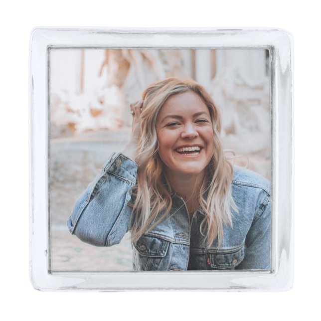 Personalized Photo Silver Finish Lapel Pin (Front)