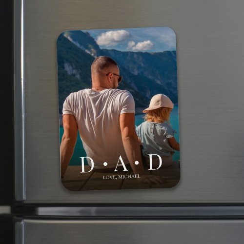 Personalized Photo Simple Modern Dad Custom Magnet