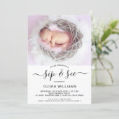 Personalized Photo Sip and See Baby Shower Invitation (Standing Front)