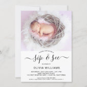 Personalized Photo Sip and See Baby Shower Invitation (Front)