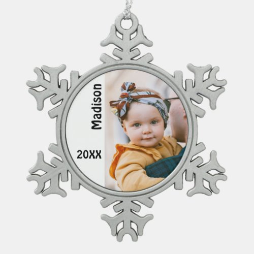 Personalized Photo Snowflake Pewter Christmas Ornament