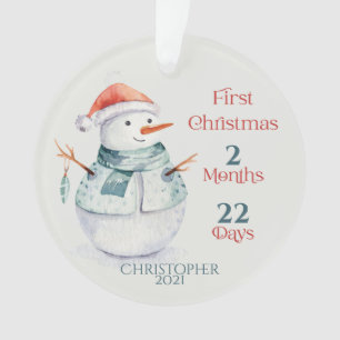 Personalized Photo Snowman Baby's First Christmas Ornament