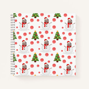 Personalized photo snowman christmas guestbook notebook