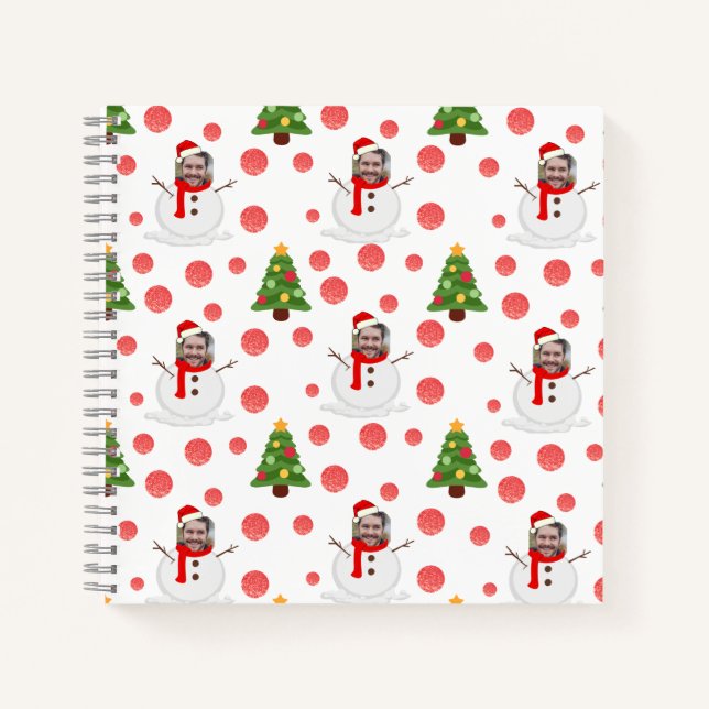 Personalized photo snowman christmas guestbook notebook (Front)