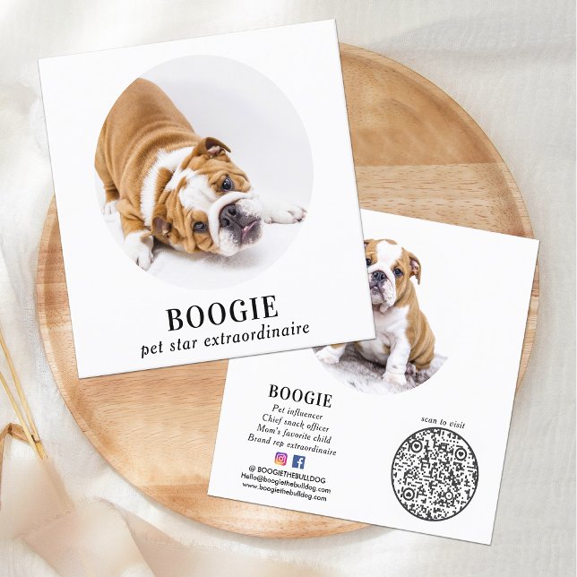 Personalized Photo Social Media Dog Pet Influencer Square Business Card (Creator Uploaded)