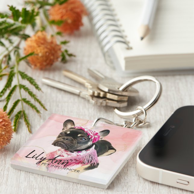 Personalized Photo Social Media QR Code | Lily Ann Keychain (Front Right)