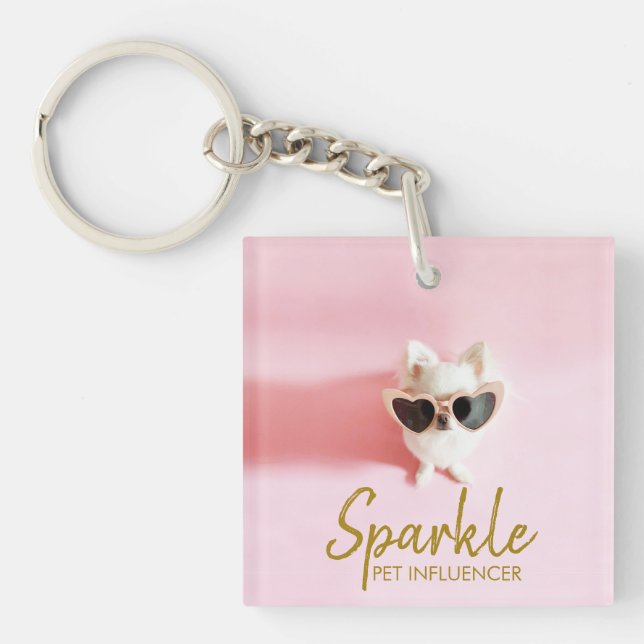 Personalized Photo Social Media Scannable QR Code  Keychain (Front)