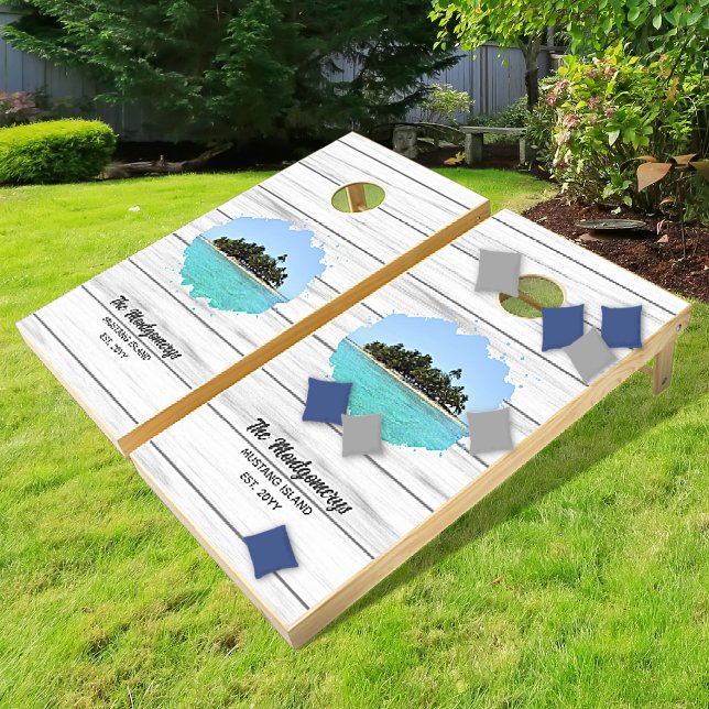 Personalized Photo Splash Rustic Custom Cornhole Set (Creator Uploaded)