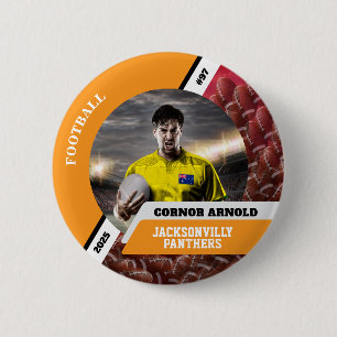 Personalized photo sports button/pin football butt button
