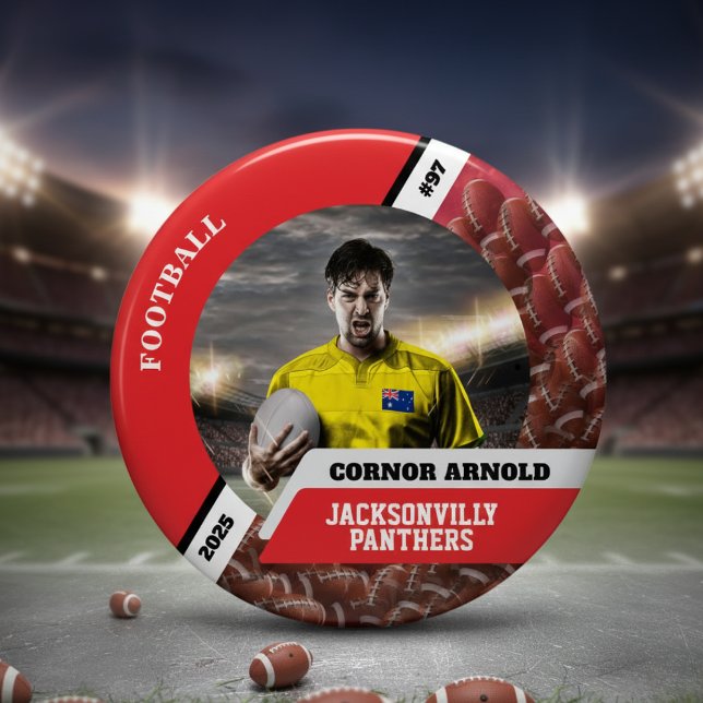 Personalized photo sports button/pin football butt button (Creator Uploaded)