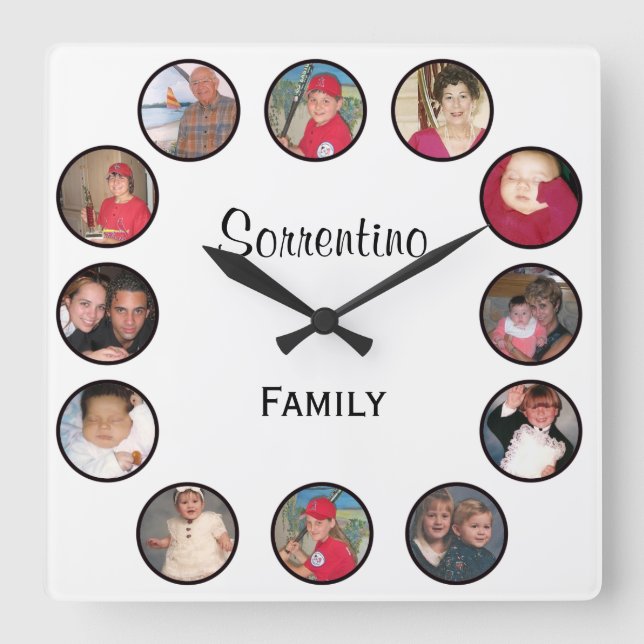 Personalized Photo Square Wall Clock (Front)