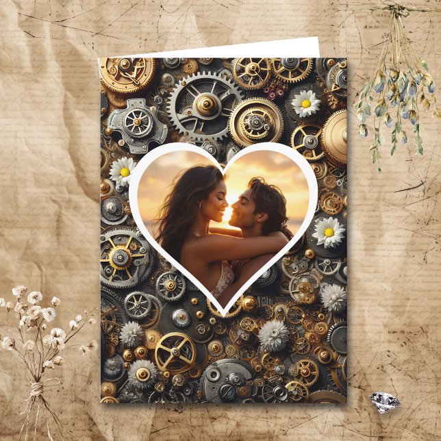 Personalized Photo Steampunk Happy Anniversary Card (Creator Uploaded)