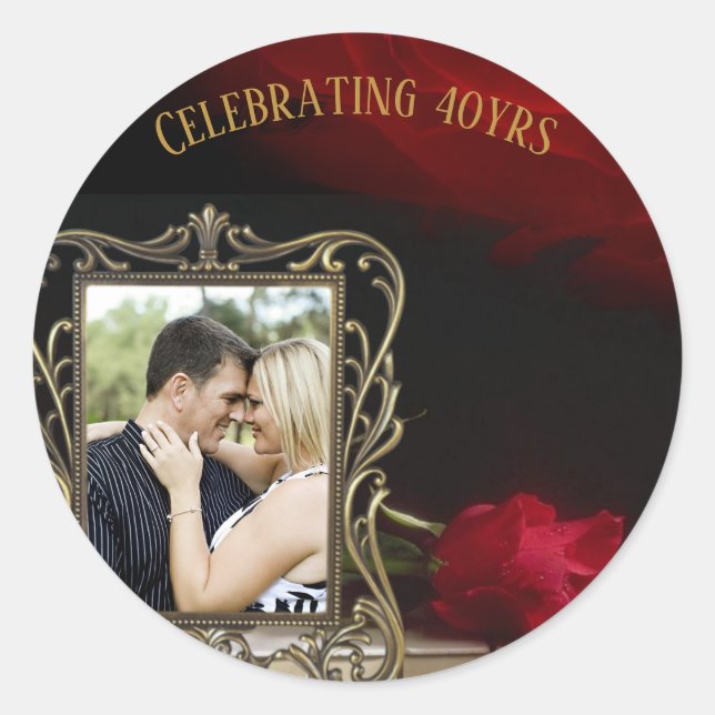 Personalized PHOTO Stickers - Ruby Love ROSE Theme (Front)