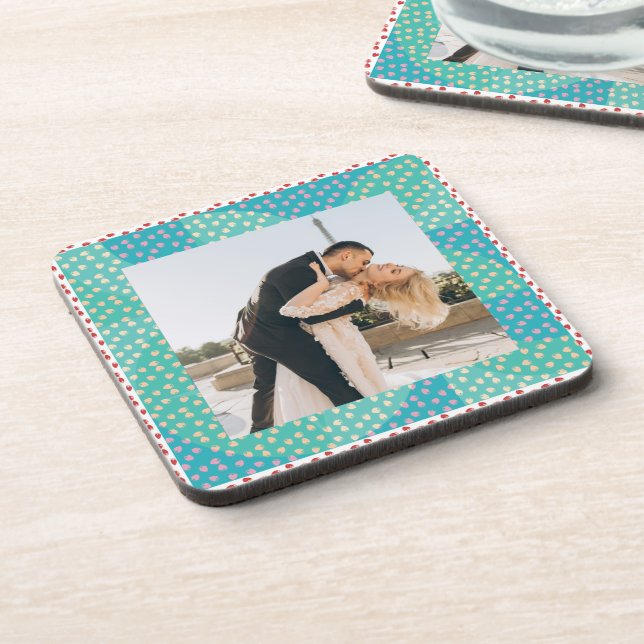 Personalized Photo Strawberry Frame Beverage Coaster (Left Side)